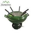 Mini cast iron cookware cheese fondue set